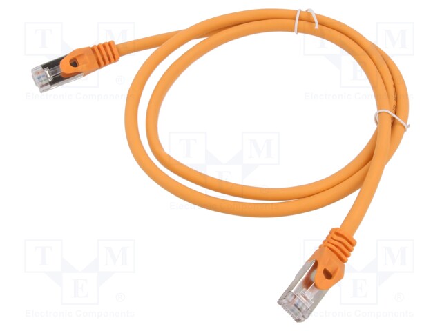 Patch cord; S/FTP; 6a; solid; Cu; LSZH; orange; 0.25m; 27AWG