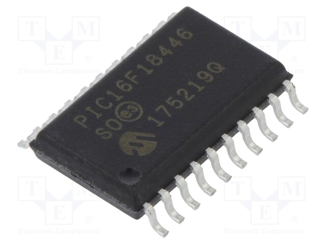 PIC microcontroller; Memory: 28kB; SRAM: 2048B; EEPROM: 256B; SMD
