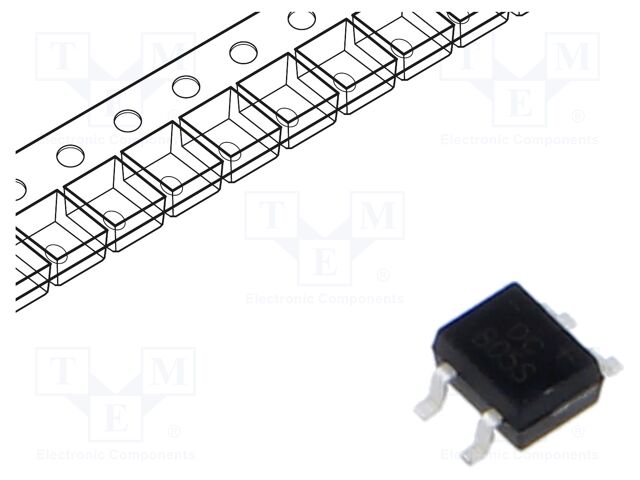 Bridge rectifier: single-phase; 50V; If: 0.5A; Ifsm: 30A; DB-1MS