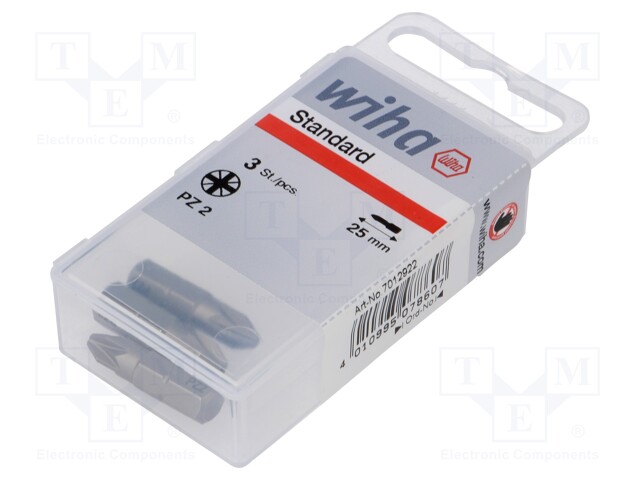 Screwdriver bit; Pozidriv®; PZ2; Overall len: 25mm; 3pcs.