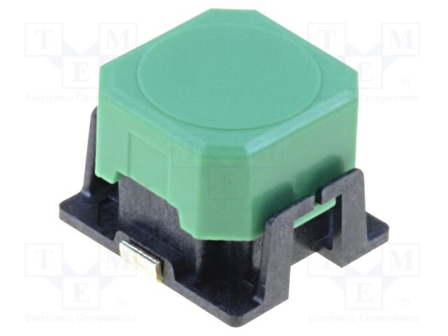Switch: keypad; Positions: 2; SPST-NO; 0.05A/16VDC; green; square