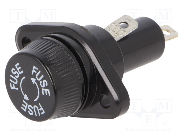 Fuse holder; 10.3x38.1mm; 30A; on panel; Cutout: Ø22.4mm; UL94V-1