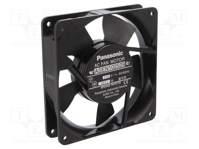 Fan: AC; axial; 115VAC; 120x120x25mm; 108m3/h; 34dBA; ball bearing