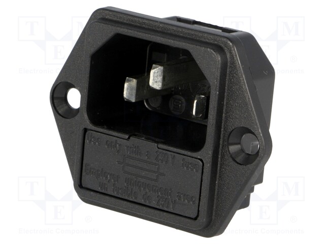 Connector: AC supply; socket; male; 10A; 250VAC; IEC 60320