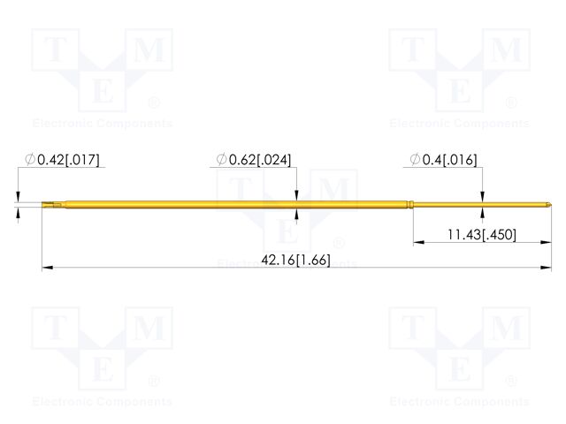 Test needle; Spring compression: 8mm; 10mm; 2A; steel; gold-plated