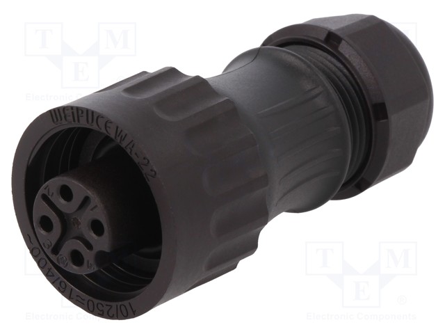Plug; female; WA22; PIN: 4; 3+PE; IP67; 7÷12mm; 16A; screw terminal