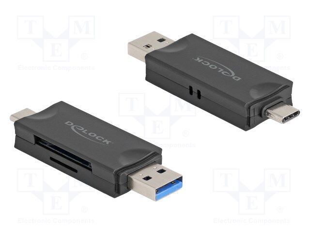 Card reader: memory; microSD,SD,USB A plug,USB C plug; black