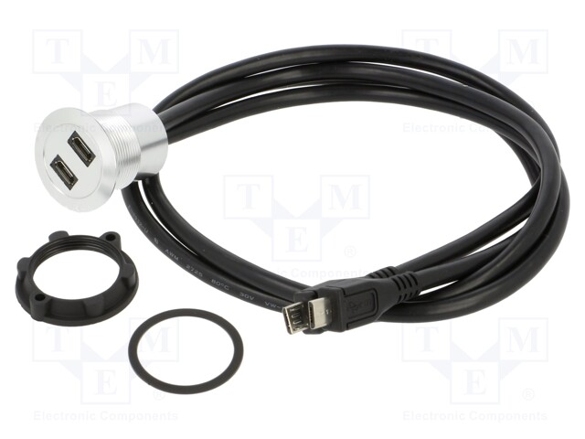 Adapter cable; for panel mounting,rear side nut; USB 2.0