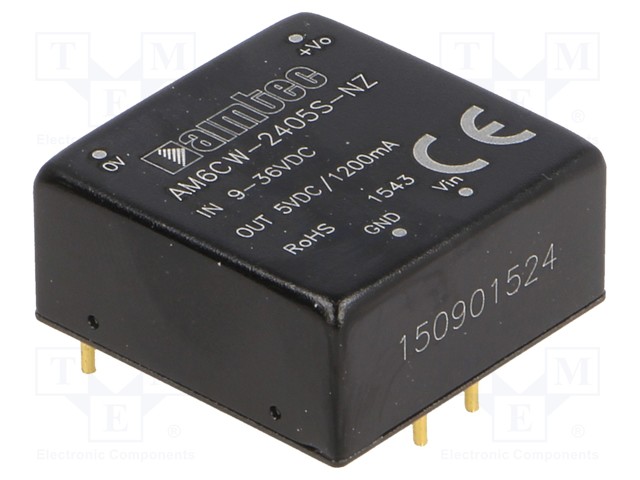 Converter: DC/DC; 6W; Uin: 9÷36V; 5VDC; Iout: 1.2A; 1"x1"; 14g