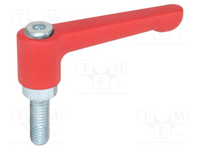 Lever; adjustable; Thread len: 20mm; Lever length: 30mm; Body: red