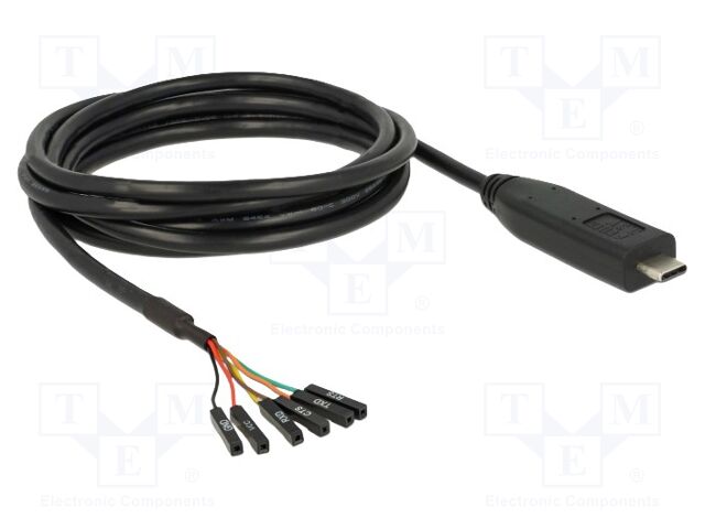 Cable; USB 2.0; USB C plug,1pin pin header x6; 2m; black; 26AWG