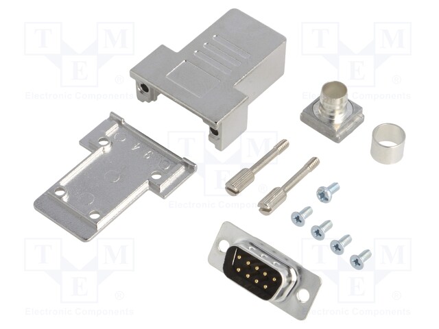 D-Sub; PIN: 9; plug; male; soldering; for cable; black
