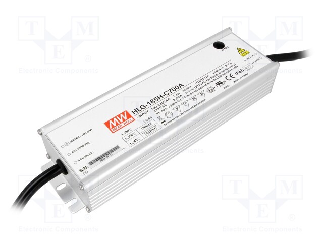 Power supply: switched-mode; LED; 200W; 200÷400VDC; 250÷500mA