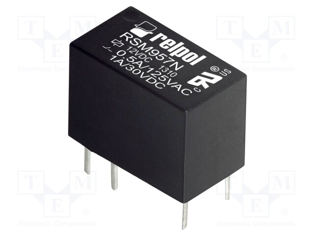 Relay: electromagnetic; SPDT; Ucoil: 12VDC; 0.5A/125VAC; 1A/30VDC