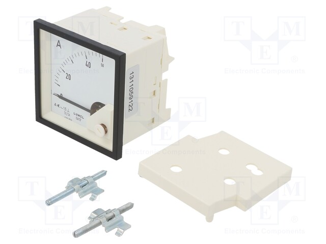 Meter; on panel; analogue; 0÷50A; True RMS; Class: 1,5; 40÷72Hz