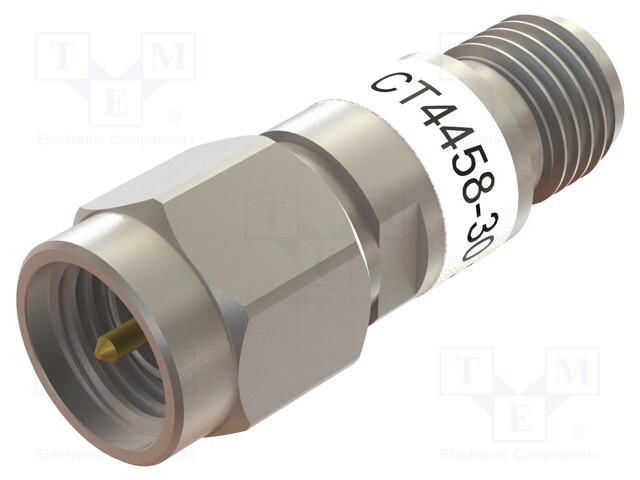 Attenuator; SMA socket,SMA plug; 50Ω; 30dB; 18GHz