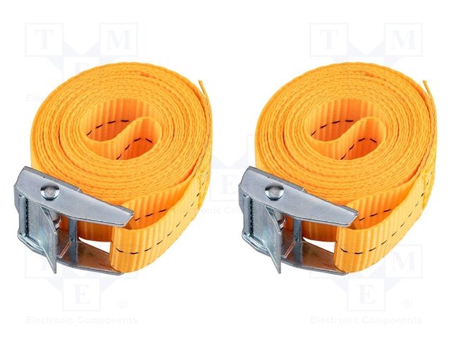 Fastening belt; L: 2.5m; Width: 25mm; orange; 2pcs; 500kg