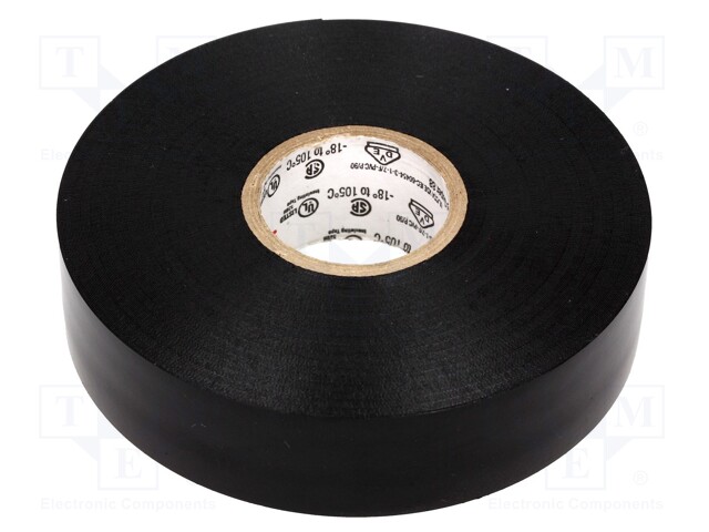 Tape: electrical insulating; W: 19mm; L: 20m; D: 0.22mm; black; 250%
