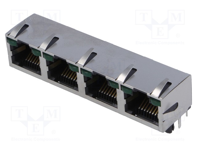 Socket; RJ45; Cat: 5; shielded,with LED,quadruple; Layout: 8p8c