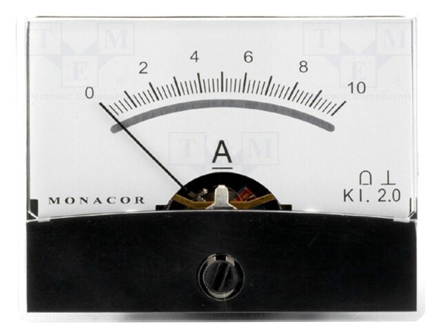 Ammeter; analogue; on panel; I DC: 0÷10A; Class: 2; Int.resist: 6mΩ