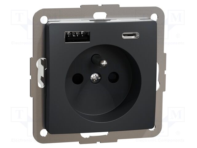 E-type socket; 250VAC; IP20; plaster embedded,in mounting box
