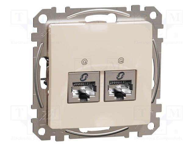 Data socket dual; IP20; plaster embedded,in mounting box; beige