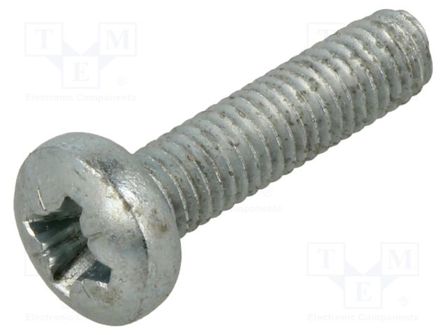 Screw; M6x25; Head: cheese head; Pozidriv; PZ3; steel; zinc