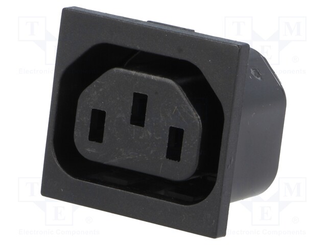 Connector: AC supply; socket; female; 10A; 250VAC; IEC 60320; THT