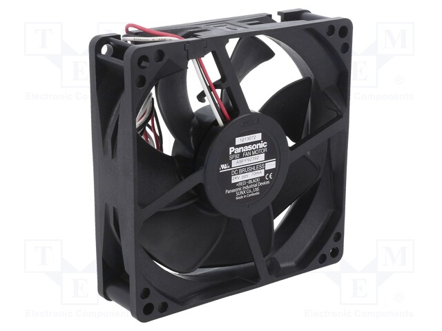 Fan: DC; axial; 24VDC; 92x92x25mm; 67.8m3/h; 25dBA; ball bearing