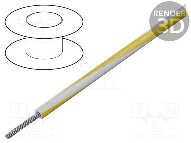 Wire; stranded; Cu; 16AWG; PVC; white-yellow; 1kV; 305m; 1000ft