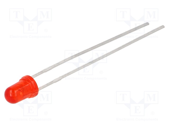 LED; 3mm; red; 1500÷3200mcd; 45°; Front: convex; Pitch: 2.54mm