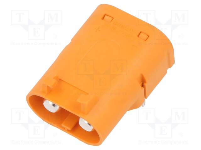 Socket; DC supply; LC; male; PIN: 2; on PCBs; THT; orange; 55A; 1kV
