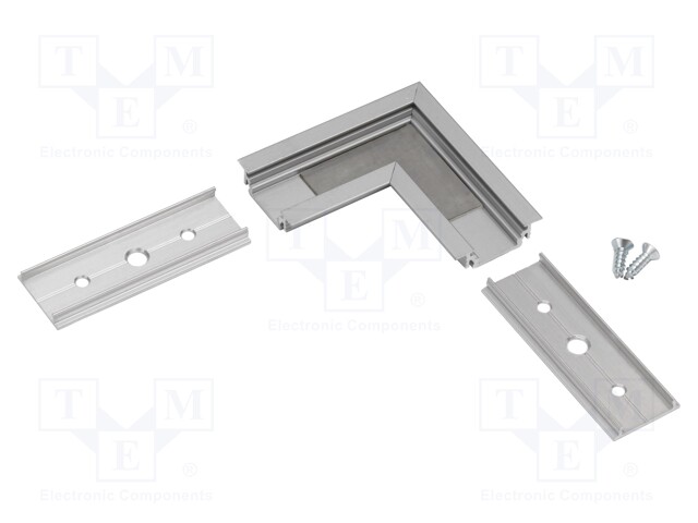 Connector 90°; silver; aluminium; Application: GROOVE14; anodized