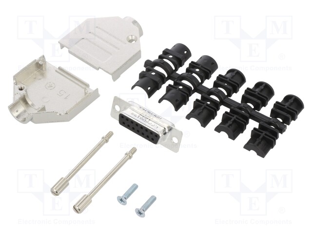 D-Sub; PIN: 15; female; shielded; straight; soldering; for cable