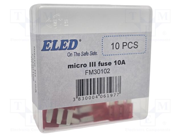 Fuse: fuse; 10A; 32VDC; automotive; 14.3mm; 14.3x3.8x15.3mm