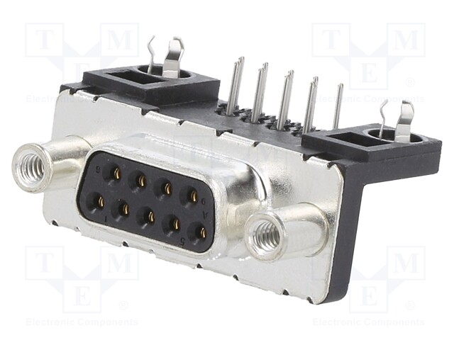 D-Sub; socket; female; on PCBs; THT; Locking: screws; 5A