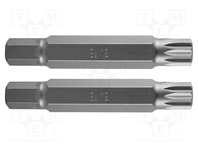 Screwdriver bit; spline (12-angles); XZN M12; Overall len: 75mm