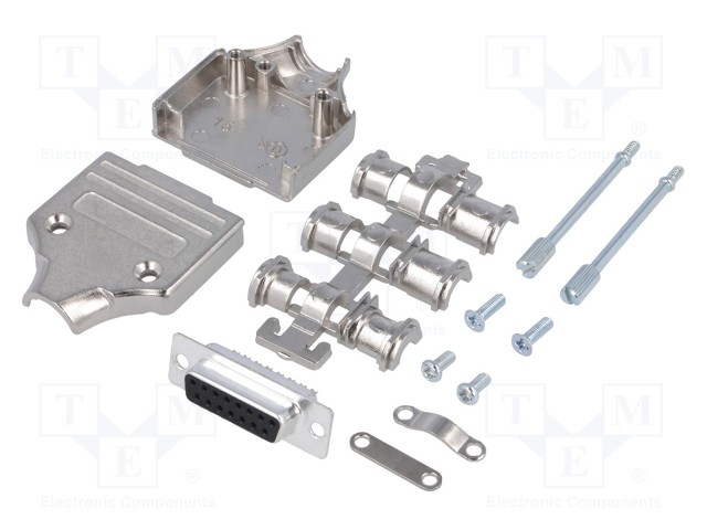 D-Sub; PIN: 15; plug; female; turned contacts; straight; soldering