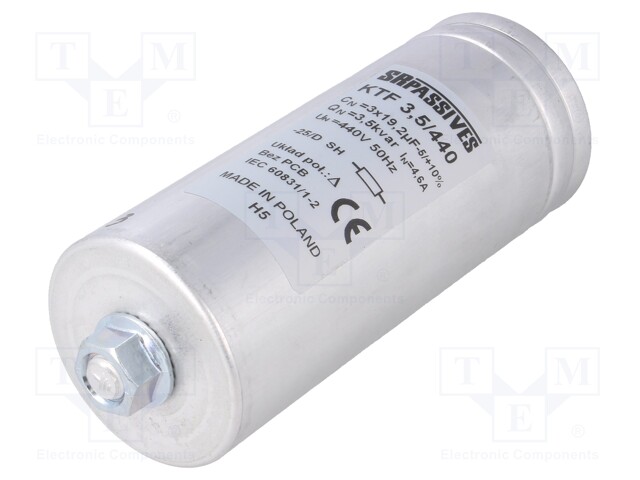 Capacitor: polypropylene; three phase; Q@50Hz: 3.5kVAR; 440VAC