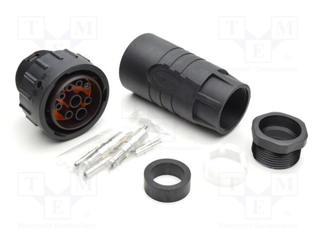 Connector: circular; plug; female; 90A; 24V; PIN: 9; IP67; straight