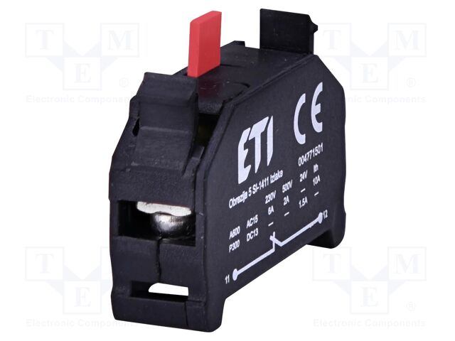 Contact block; E; spring clamps; red; Contacts: NC; 24VDC; 230VAC