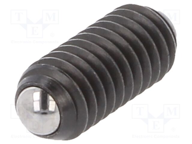 Ball latch; steel; Thread: M4; 9mm; F1: 6N; F2: 14.5N; Cut: slotted