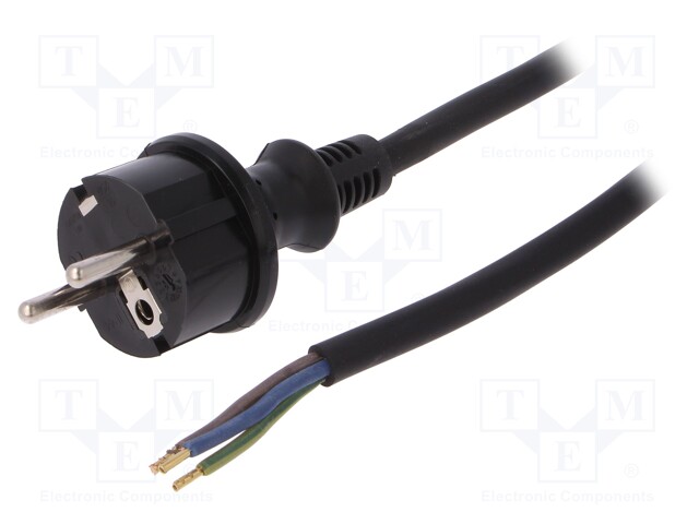 Cable; SCHUKO plug,CEE 7/7 (E/F) plug,wires; 4.5m; black; rubber