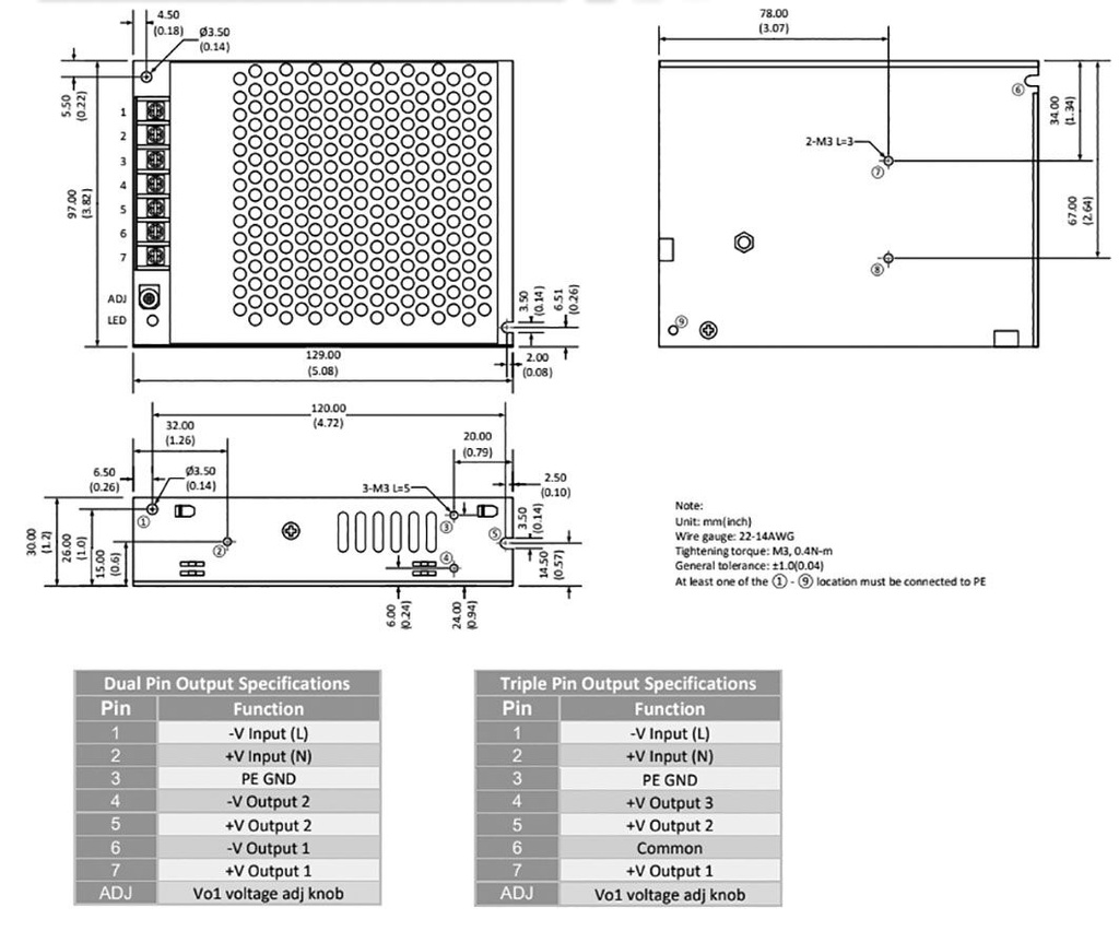 Power supply: switched-mode; 71W; 85÷264VAC; Usup: 120÷373VDC