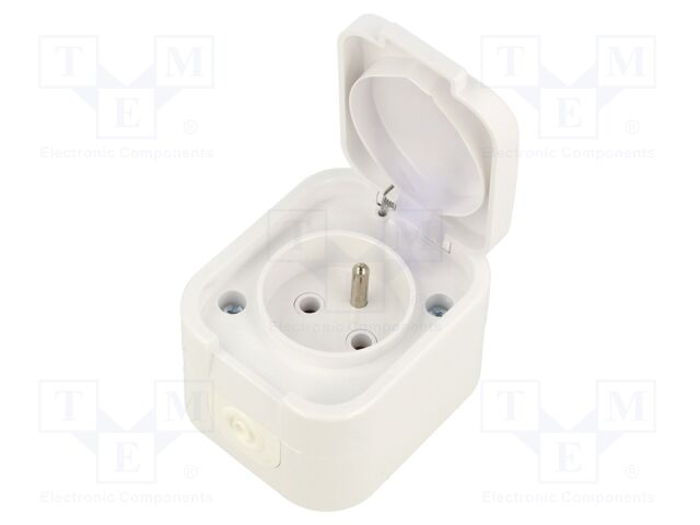 Connector: AC supply; socket; 2P+PE; 250VAC; 16A; white; wall mount