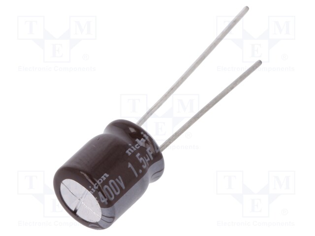 Capacitor: electrolytic; THT; 1.5uF; 400VDC; Ø8x9mm; Pitch: 3.5mm