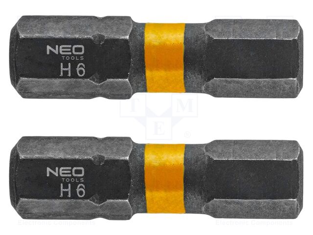Kit: screwdriver bits; hex key; Overall len: 25mm; HEX 6mm; impact