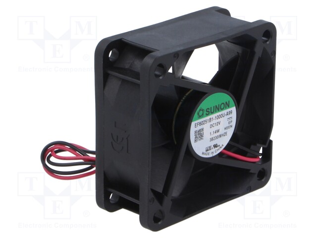 Fan: DC; axial; 12VDC; 60x60x25mm; 39.93m3/h; 35.1dBA; ball bearing