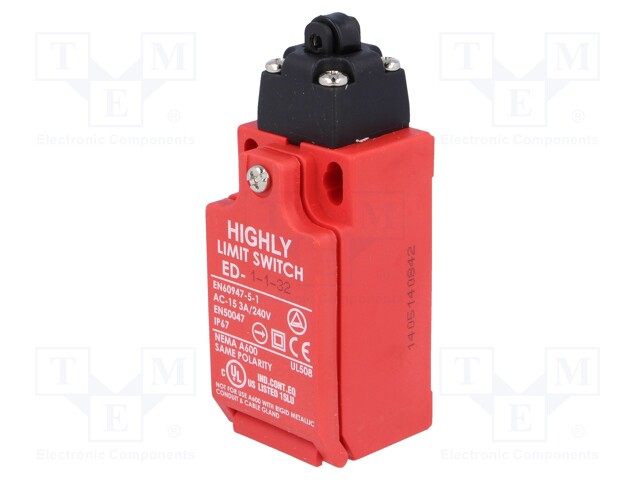 Limit switch; plastic roller Ø9,3mm; NO + NC; 5A; max.240VAC