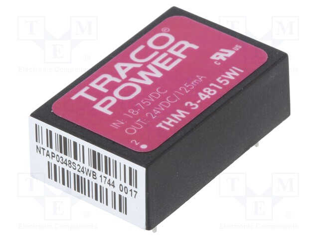Converter: DC/DC; 3W; Uin: 18÷75V; 24VDC; Iout: 125mA; DIP24; 14g